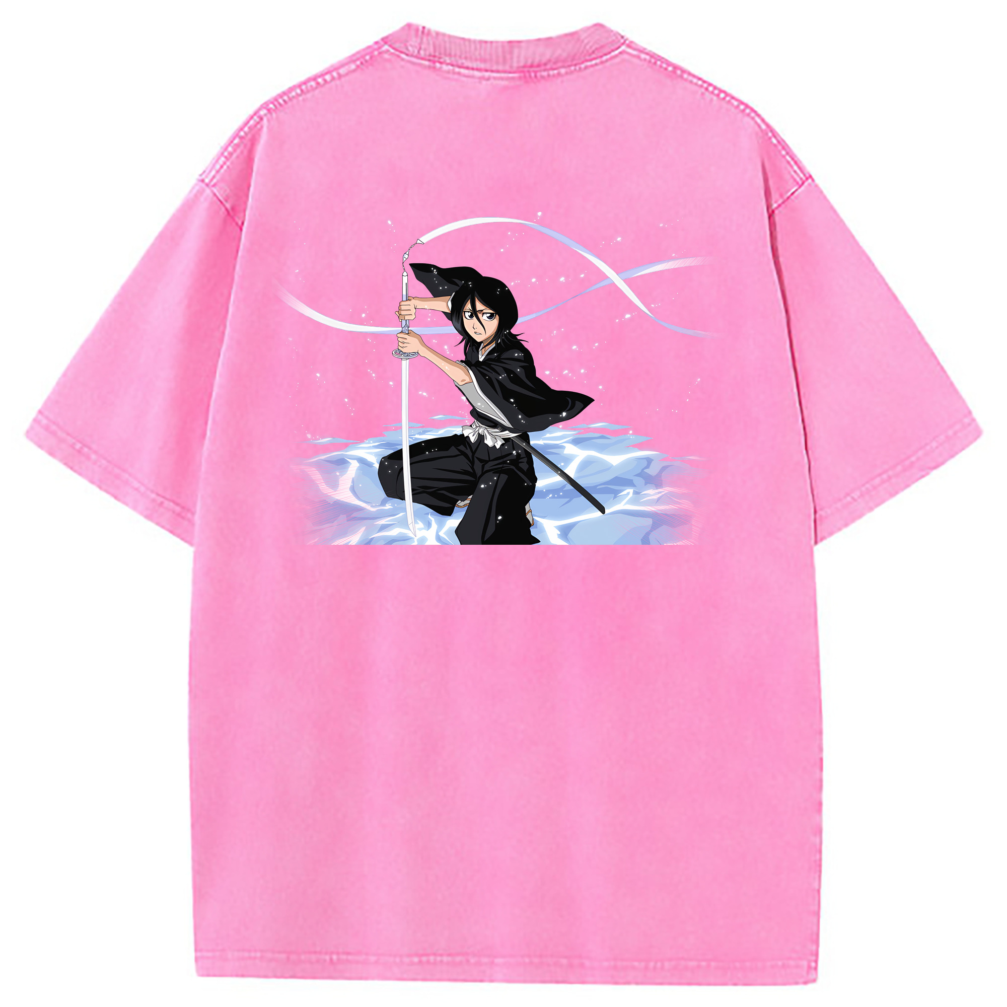 （画像用） ブリーチ 朽木ルキア BLEACH Kuchiki Rukia 綿100% ヴィンテージ風 半袖Tシャツ（背面プリント）